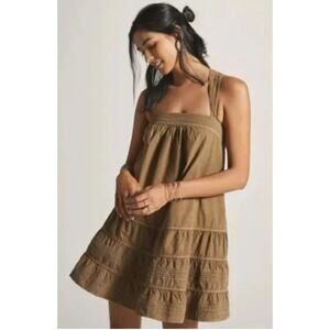 Anthropologie Pilcro Dress Babydoll Swing Mini Tiered Apron Brown NWT XS "As Is"